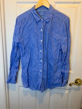 Tommy Bahama 100% Linen Blue Women’s Button-Down Shirt